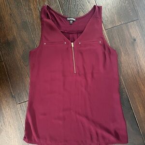 Express Women's Deep Red zip front  Sleeveless Blouse